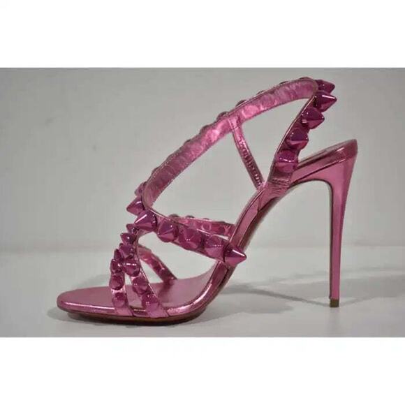 Christian Louboutin Spikita Strap 100 Confettis Pink Strappy Sandal Heel Pump 36 - Picture 8 of 13